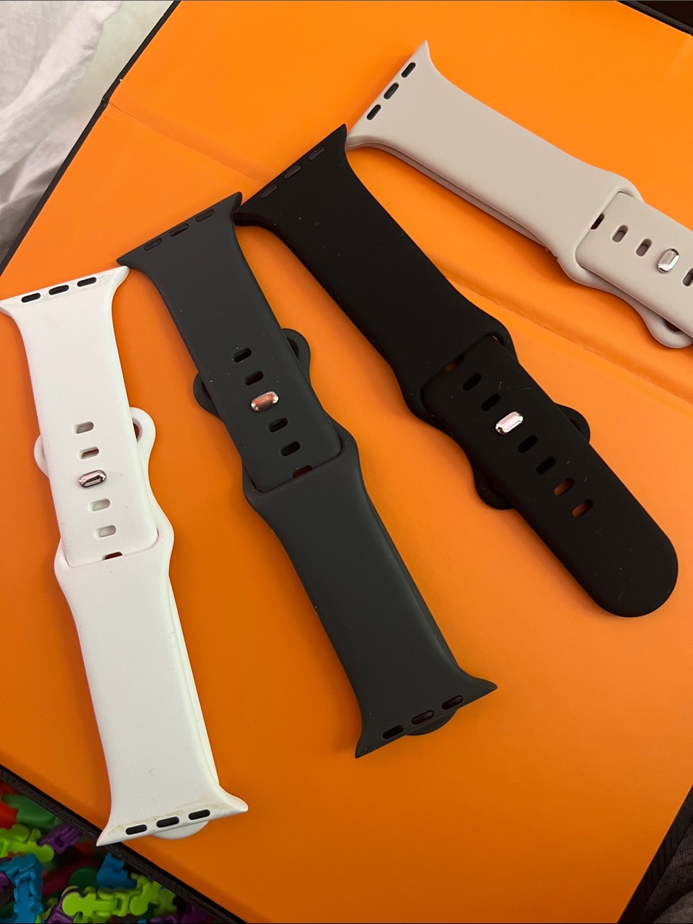 Silicone Apple Watch Band - Black, White, Light Gray - Fits Most 🍎 Watches